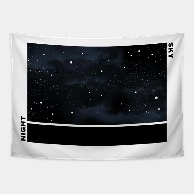 Night Sky Aesthetic Design in B&W Tapestry by Moshi Moshi Designs