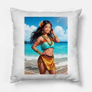 Beautiful Hawaiian Girl Pillow