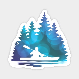 Blue Abstract Kayaker Silhouette Magnet