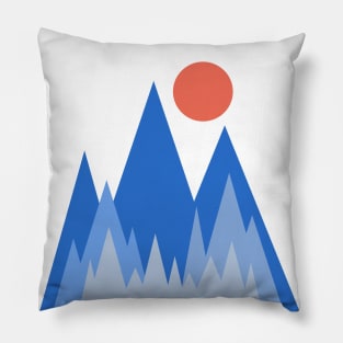 Blue mountains  and sun at sunset Pillow