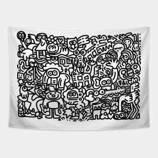 Hand Drawn Vector Illustration of Doodle, cartoon sketch animals illustration Tapestry