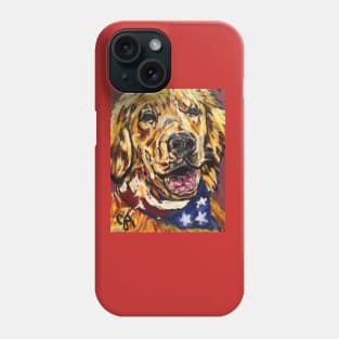 golden retriever dog with flag bandana Phone Case