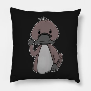 Grumpy Platypus Holding Middle finger funny gift Pillow