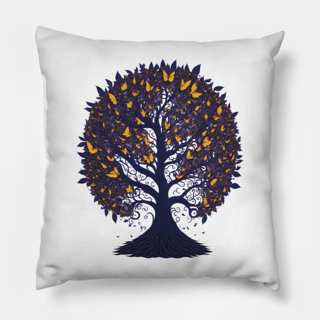 Butterfly Tree Pillow by starryskin