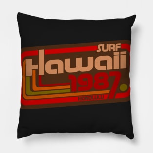 Hawaii Honolulu vintage eighties 80s surf logo Pillow