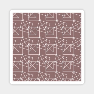 White lines, abstract geometry on a brown background Magnet