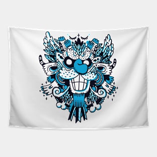 Blue Monster Design Tapestry