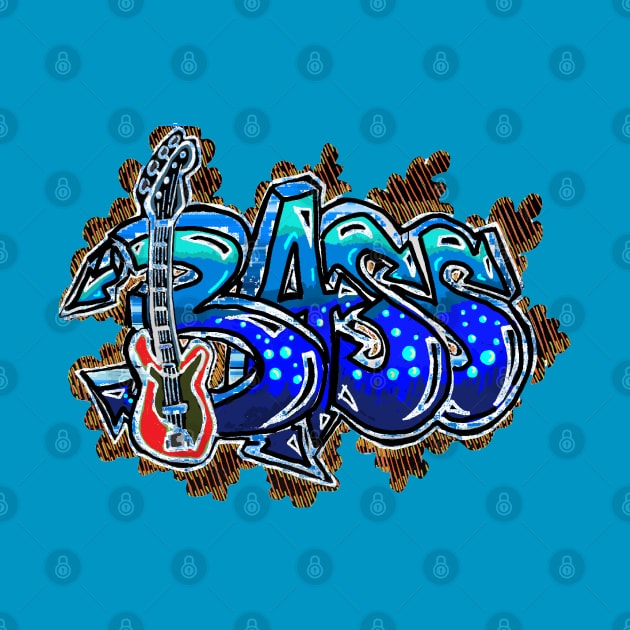 Bass Guitar Graffiti Urban Tag 2 by LowEndGraphics by LowEndGraphics