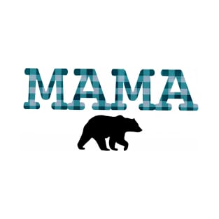 Mama Bear Light Blue Check T-Shirt