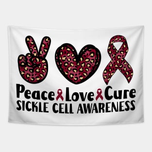 Peace Love Cure Sickle Cell Awareness Tapestry