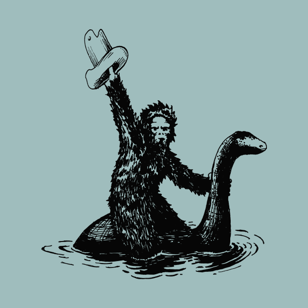 Bigfoot Riding Loch Ness Monster by DavidLoblaw