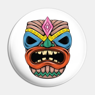 Tiki Island Traditional Mask With Big Mouth Fantasy Artsy Style Pin