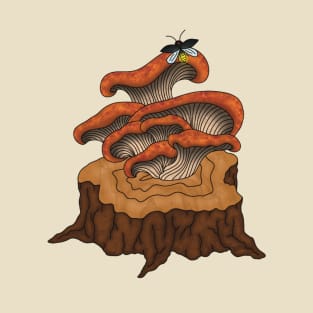 Forest Mushrooms On Tree Stump T-Shirt