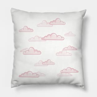 Pink Cartoon, Candy Clouds Pattern Repeat, Digital illustration Pillow