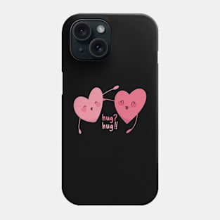 Pink Love Hearts Hug Hug Couple Phone Case