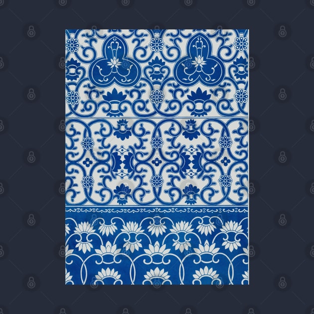 Blue and White Chinese Floral Ornamental Pattern by AJDesignsstuff