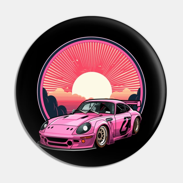 Pink Japanese Race Retro Pink Retro Cars Girl Racer Drift Pin by RetroZin