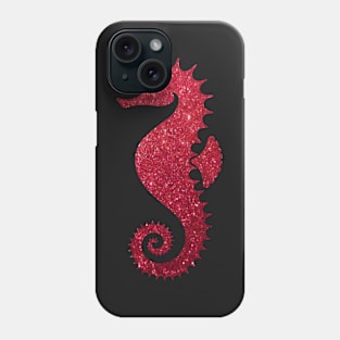 Red Faux Glitter Seahorse Phone Case