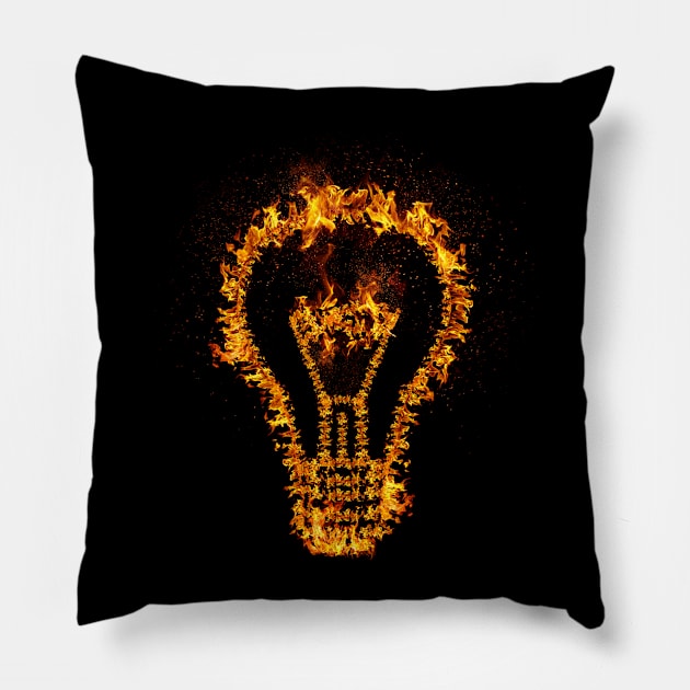 Fire Bulb Idea Pillow by psychoshadow