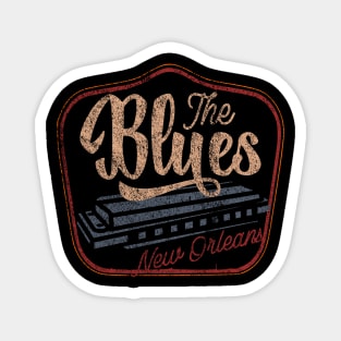 Blues music New Orleans harmonica distressed Magnet