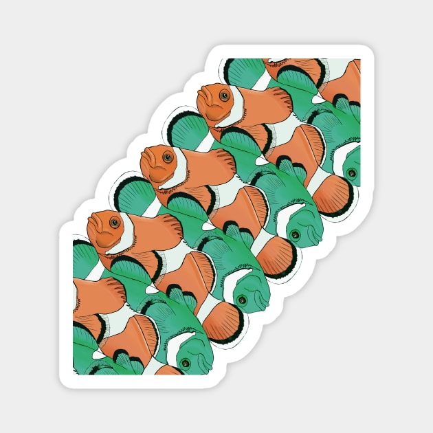 clown fish pattern orange green Magnet by MusicianCatsClub