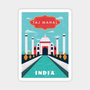 Taj Mahal, India. Retro travel poster Magnet