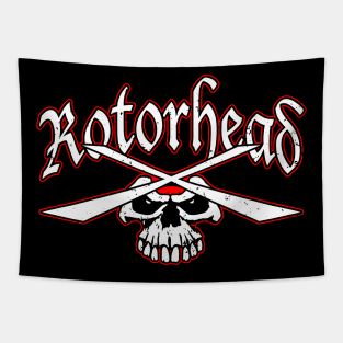 Rotorhead Helicopter Skull Illustration Tapestry