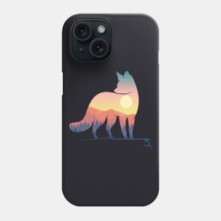 Fox silhouette with nature landscape art Phone Case