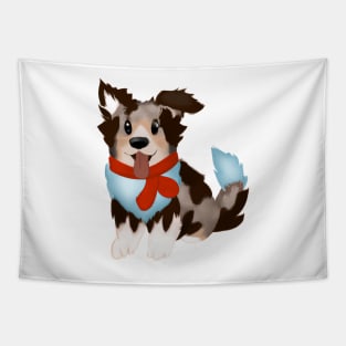 Cute Australian Shepherd Drawing Tapestry