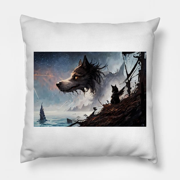 Doggo In the Mist Pillow by VoidXedis