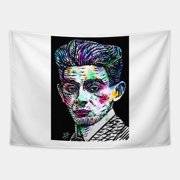 EGON SCHIELE watercolor and ink portrait .1 Tapestry by lautir