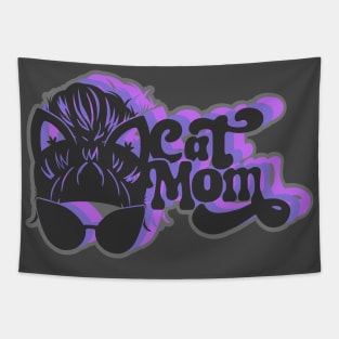 Retro Cool Cat Mom Tapestry