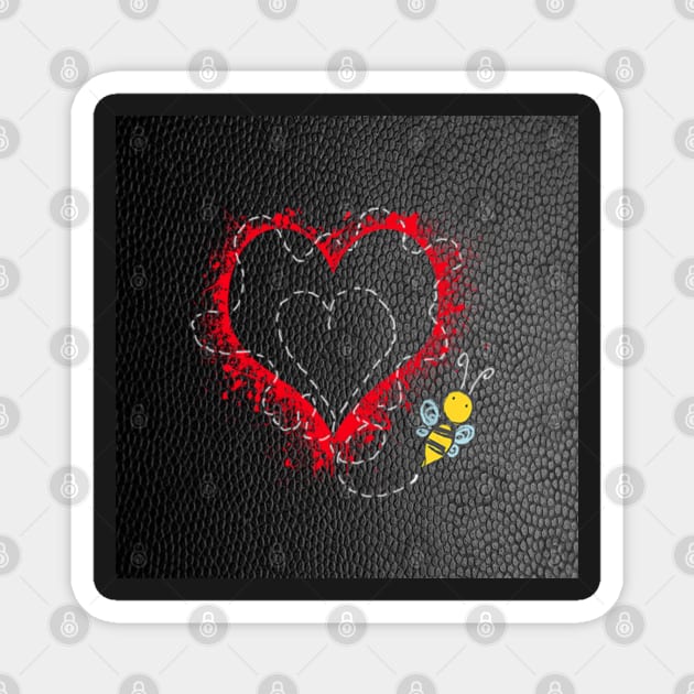 Cute Valentine's Day Heart & Bee Graphic, Stickers, Cards, Mugs & More Gifts! Magnet by tamdevo1