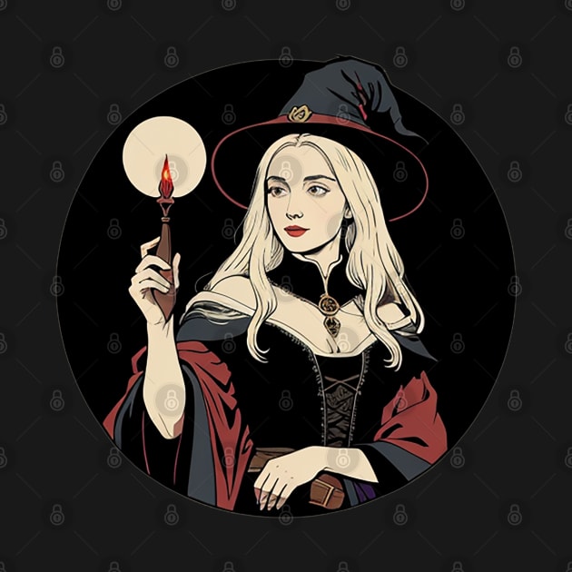 Blonde Witch Holding a Magic Candle by CursedContent