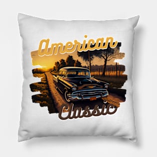 American Classic Car Inspired by The Chevy Bel Air Pillow