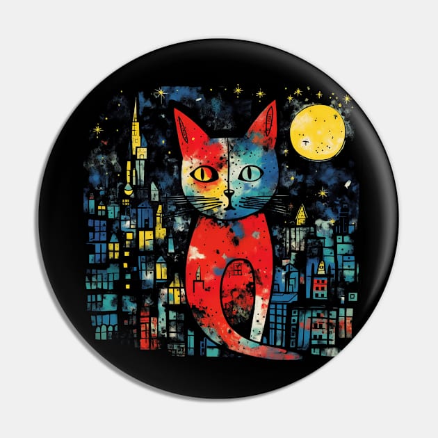 Night city cat Pin by tatadonets