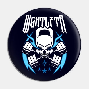 WGHTLFTR / Weightlifter (Kettlebell Skull Cross Barbell) Blue Blaze Pin