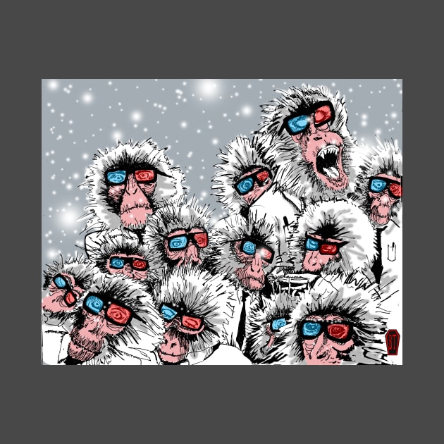 3D Snow Monkeys by IckyScrawls