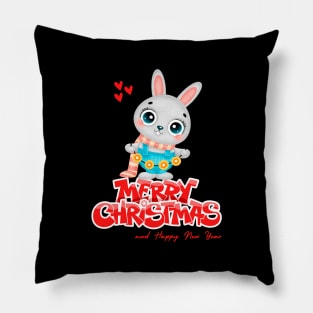 Cute Cartoon Rabbit Christmas T Shirt Pillow