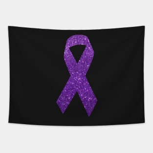 Purple Faux Glitter Awareness Ribbon Tapestry