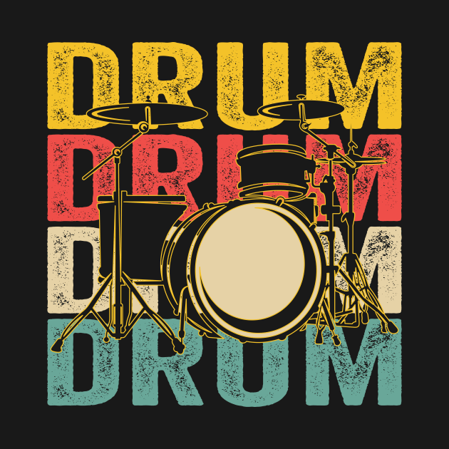 Drums Drummer Band Drumset Retro Vintage by Wakzs3Arts