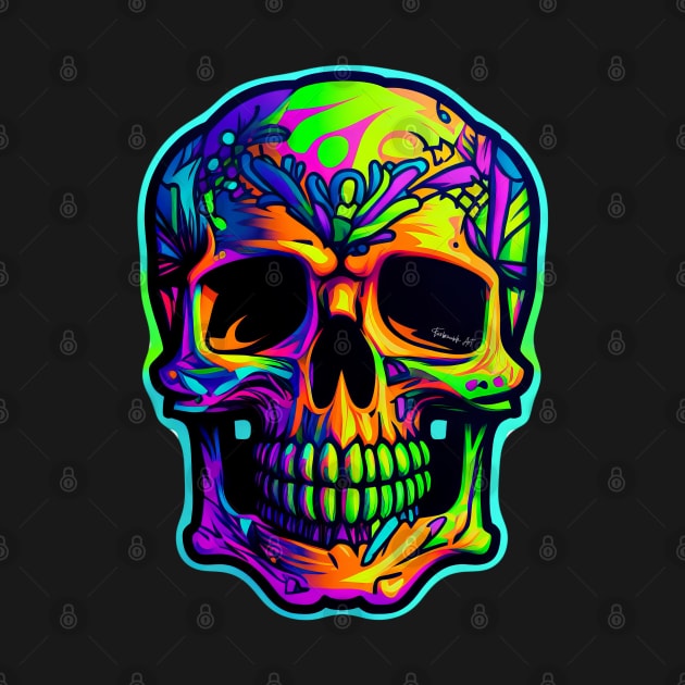 Colorful melting Skull head design #4 by Farbrausch Art