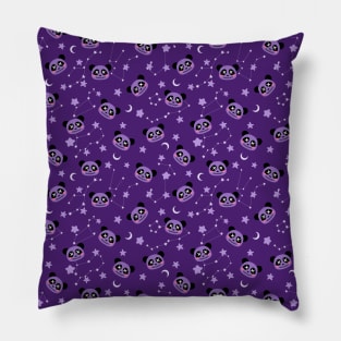 Pastel goth dark spooky panda and stars Pillow