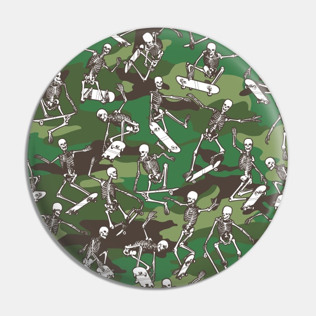 Grim Ripper Skater Camo WOODLAND GREEN Pin by Grandeduc