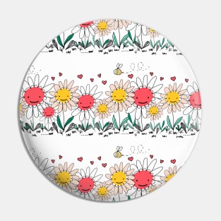 Kids Doodle Flowers Pin