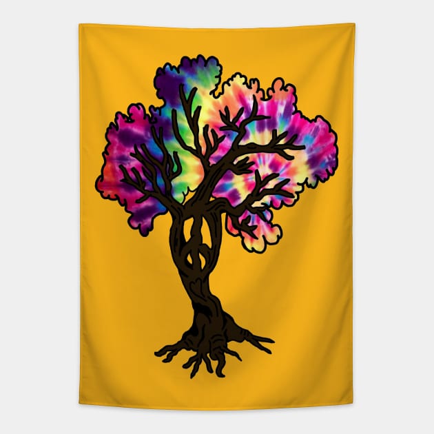 Hippie Peace Tree Tapestry by imphavok