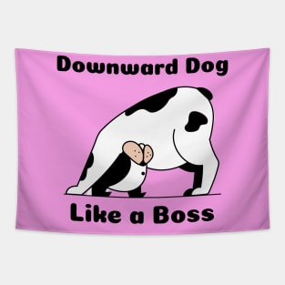 Funny Yoga | Downward Dog Like A Boss Tapestry