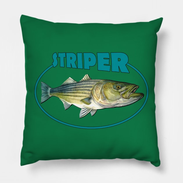 Striped bass Pillow by Art by Paul