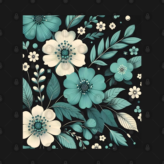 Teal Floral Illustration by Jenni Arts