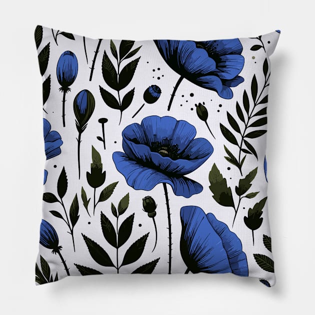 Poppy Flower Pillow by Jenni Arts